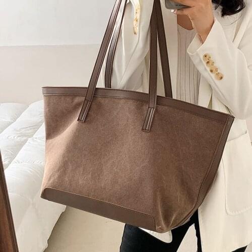 New Fashion Canvas Shoulder Bag Women Vintage Luxury Designer Handbag Female Casual Large Tote Bags Top Handle Bags Shopping Bag