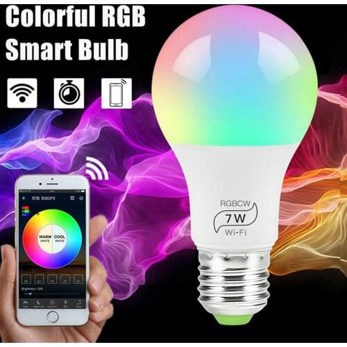 E27 RGB + CW Bulb WiFi Smart Light Bulb Lamp Colorful Changing Bulb Home Smart LED Bulb Light for Holiday Bar Club