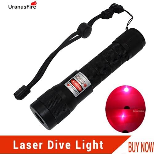 Uranusfire Red Laser Diving Flashlight LED Underwater Light Torch 18650 Waterproof 100m Powerful Tactical LED Laser dive light