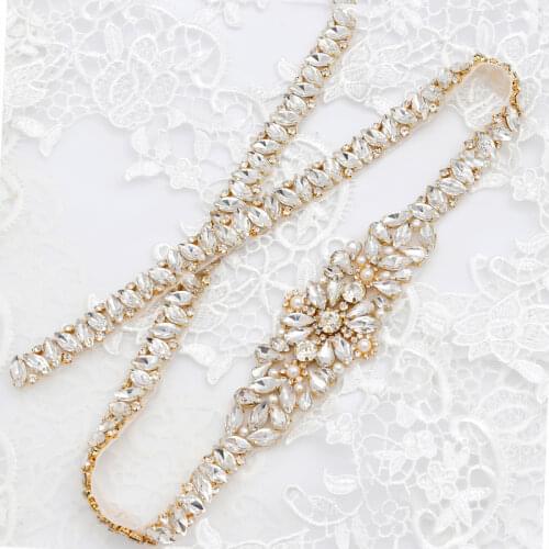 WENXI 1PCS Handmade Full Length Rhinestones Appliques Sewing On For Wedding Dresses Belt Rhinestones Appliques WX858