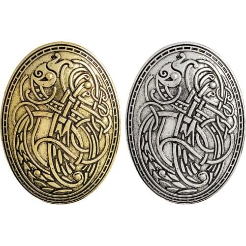 Viking Were wolf Carved Rune Ethnic Peace Brooch Totem Badge folk-custom color Cosplay Corsage Brooches Jewelry for women