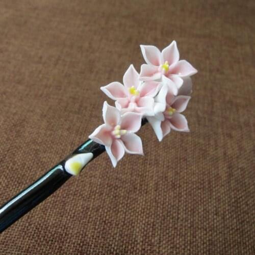Handmade Ceramic Flower Hair stick For Women Jewelry Chinese Style Simple Vintage Hairpin Headwear Hair Jewelry Accessories Gift