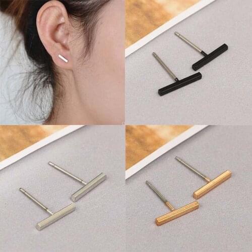 Womens Fashion Bar Ear Punk Chic Gift Stud T Shape Earrings Alloy Silver Gold