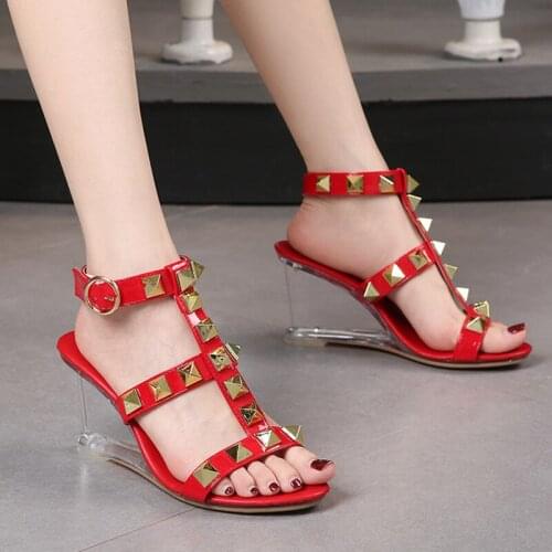 Womens sandals Roman ankle lace-up shoes 2021 summer new high-heeled shoes ladies wedge-heeled large size sandals