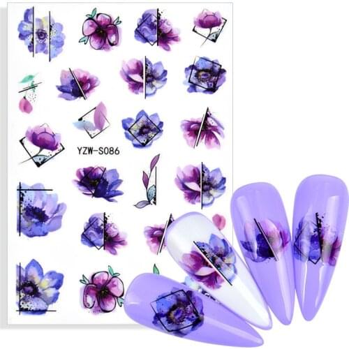 1pcs Flower Lavender Nail Stickers Nail Decals 3D Dried Flower Leaf Slider Nail Decoration Manicure Adhesive Tattoo