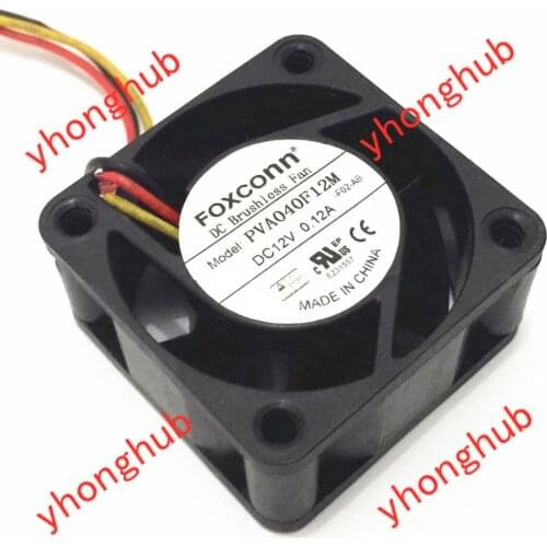 Cecon PVA040F12M DC 12V 0.12A 40X40X20mm 3-wire Server Cooling Fan