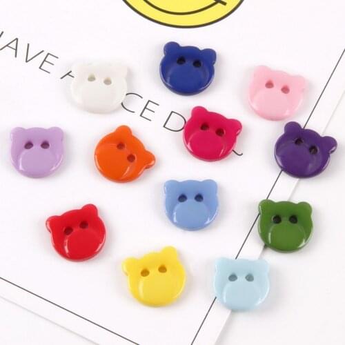50PCS Bear Resin Childrens shirt buttons Scrapbooking Solid Random Mixed Color for DIY Clothes Dolls Crafts Garment Accessories