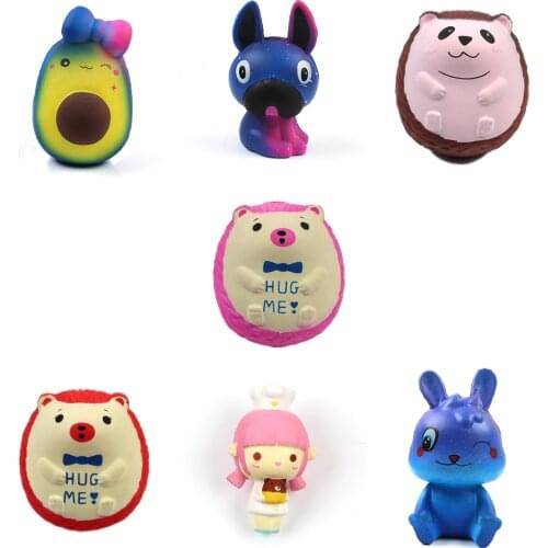 7 Designs Simulation Cartoon Animal Anti Stress Toys Squishy Slow Rising PU Foam Soft Squeeze Toy Funny Stress Reliever Kid Toys