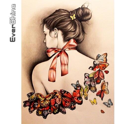 Evershine Diamond Embroidery Woman Cross Stitch Kit Diamond Painting Butterfly Full Square New Arrival Portrait Decor For Home