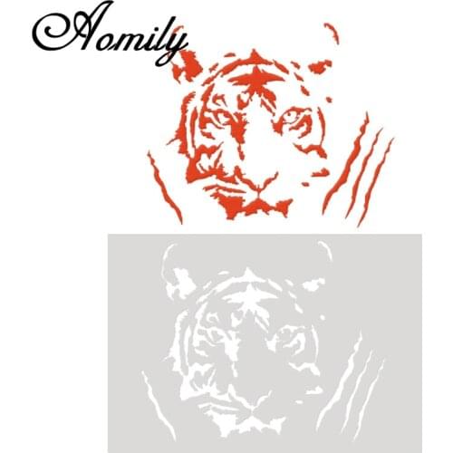 Aomily Hot Sale Plastic Tiger Cake Stencil Airbrush Painting Art Mold Cookies Fondant Molds DIY Cake Mousse Brim Decorating Tool