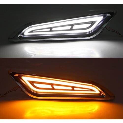 Car Flashing 1 Pair LED DRL Side Fender Lights Daytime Running Lights With Yellow Turn Signal Lamp For Nissan Patrol 2014 - 2020