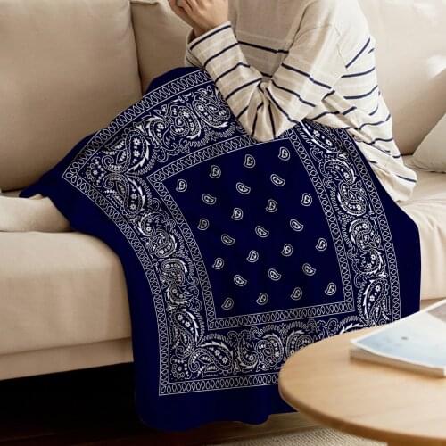 Bandana Navy Blue Southwestern Throw Blanket Warm Microfiber Blanket Flannel Blanket For Bedroom