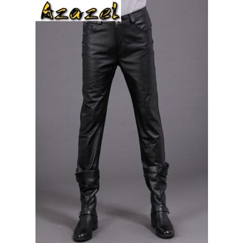 2020 Winter New style Men Fashion Motorcycle Genuine leather pants Korean Casual natural leather pants male trousers 29-39