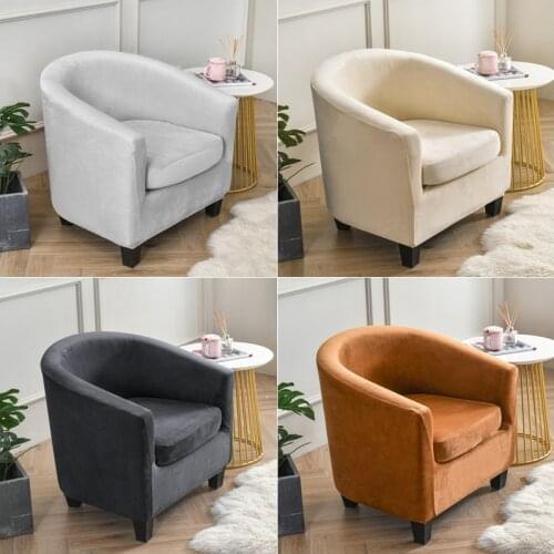1Set Tub Sofa Cover Velvet Club Chair Cover Small Round Sofa Slipcovers for Living Room Couch Covers With Seat Cushion Covers