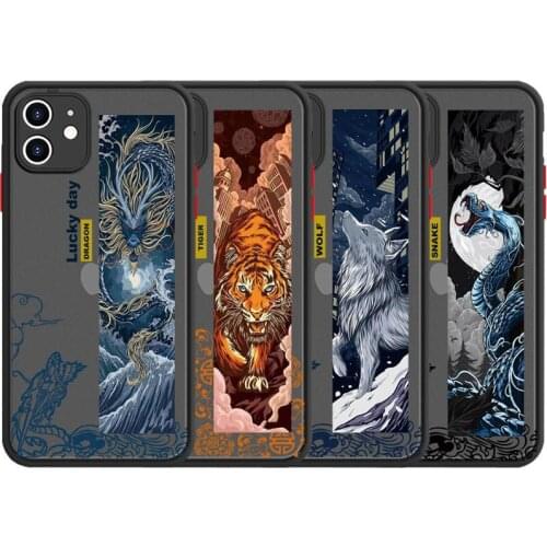 Phone Case For iPhone 6s 7 8 Plus SE 2020 X XR XS Max 11 12 Pro max mini Hard Chinese style dragon tiger Cover Ferocious Beast