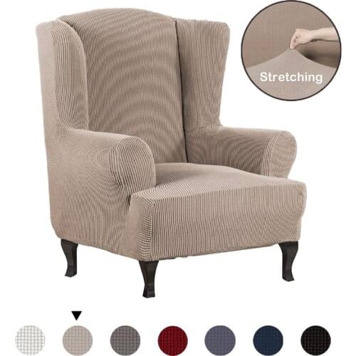 Armchair Wing back Elastic Sofa Covers Fabric Stretch Couch Slipcover Solid Polyester Spandex Furniture Protector Cover