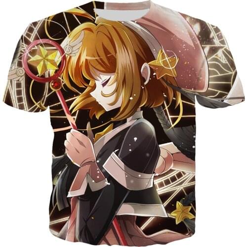 Anime Sakura Card Captor T Shirt 3D Print Anime Girl Short Sleeve Harajuku T Shirt Men Women Streetwear Tops T86