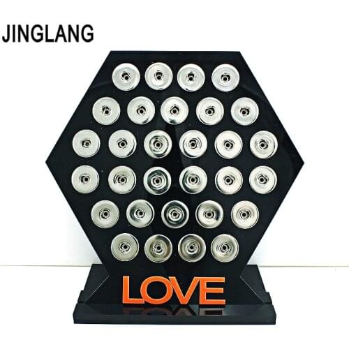 JINGLANG Fashion 18mm Snap Button Display Stands Black Acrylic Interchangeable Snap Jewelry Quadrilateral Displays Board