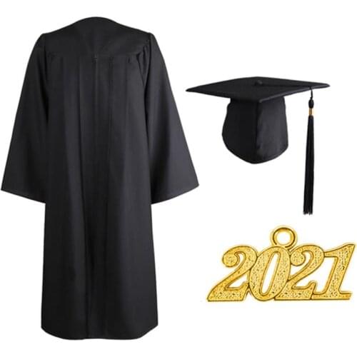Adults 2021 Graduation Gown and Cap Tassel Drape High School Gown Set (Size 60)