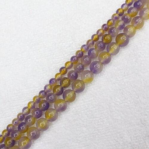 Mini. Order is $7! 6-10mm Yellow Purple Jades Round DIY Jewelry Making Loose Beads 15"