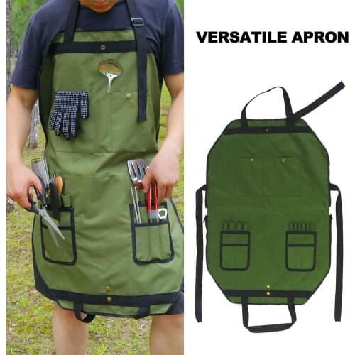 Outdoor Multifunctional Oxford Cloth Apron Durable Woodworking Apron With Multi-Pockets Work Aprons For Gardening Camping Hiking