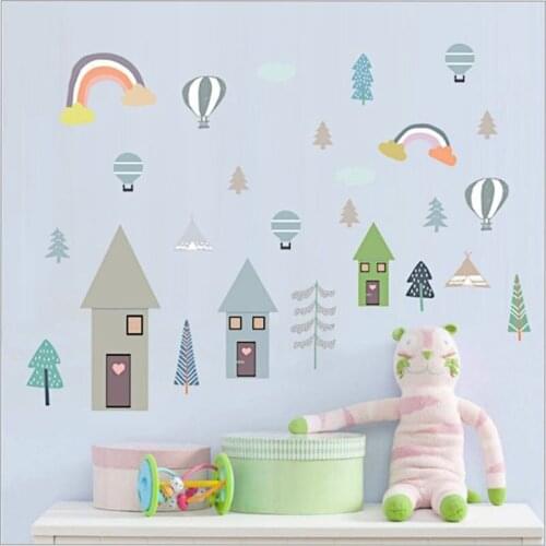 Cartoon House Wall Sticker for Children Room Decoration Wall Decals Stickers Room Decoration Accessories Wallpaper Decoration