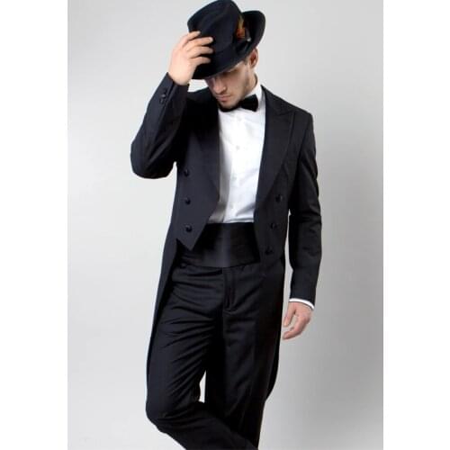 Latest Mens Tailcoat Formal Ment Suit Slim Fit 3-Piece Suit Dinner Jacket Wedding Suit Male Swallow-Tailed Coat+Pants+Girdle