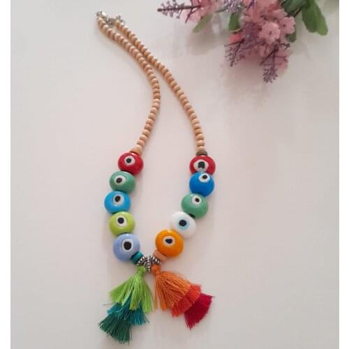 Goodtime Evil Eye Beaded & Basement Stone Necklace Women Handmade Jewelry