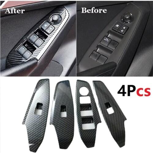4PCS Carbon Fiber ABS Car Control Switch Panel Trim For MAZDA 3 Axela 2017 Car Interior protection Accessories Mouldings