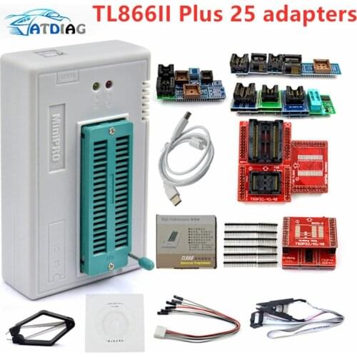 2021 Original minipro V10.55 TL866II Plus programmer+ 25 adapters ECU Programmer better than TL866CS/TL866A Free Shipping