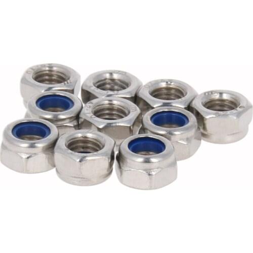 Mromax M5 Thread 304/201/316 Stainless Steel Nylon Insert Lock Nuts -Locking Hex Nuts Home Improvement Accessories Tools