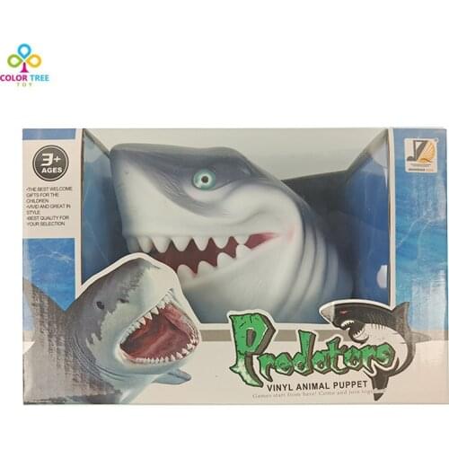 XMAS Shark Hand puppet Glove Animal Puppet 3D Gloves Soft Vinyl PVC Animal Head Figure Children Toy Gift Model