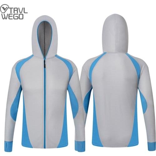 TRVLWEGO Shirts Fishing Clothing Breathable Sunscreen Shirt Men Quick Drying UPF 50+ Long Sleeve Hooded Mosquito Proof Shirts