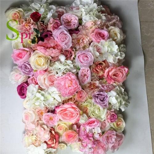 SPR High Quality White Artificial Flower Wall Silk Rose Wall Panels For Wedding backdrop