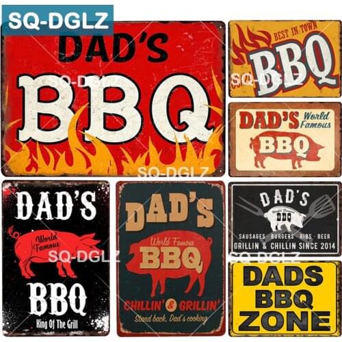 [SQ-DGLZ] DADS BBQ Metal Sign Bar Wall Decor Tin Sign Vintage Home Decor Painting Plaques Art Blackboard Poster