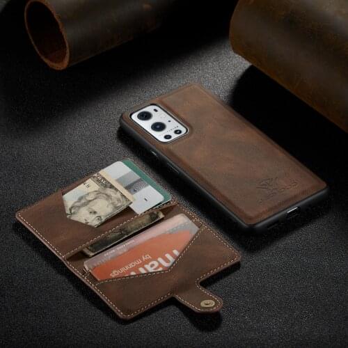 For OnePlus 9 / 9 Pro Vintage PU Leather Case+Detachable Card Slot Wallet Magnetic Stand Cover