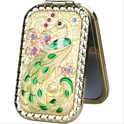 2017 High quality princesses mini double mirror with lovely square creative fold and cover with the retro and portable mirror