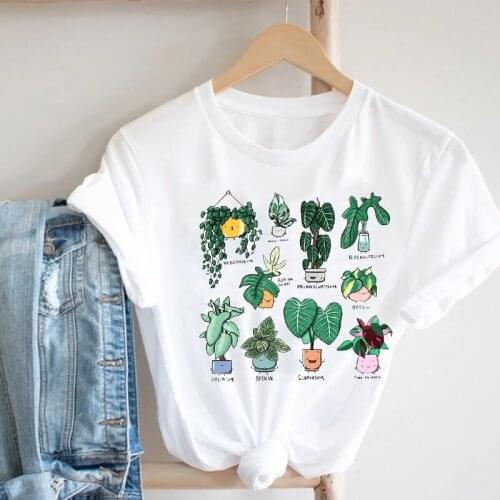 Women Printing Cartoon Plant Spring Summer 90s Mujer Camisetas Girl Fashion Clothes Print Tee Top Tshirt Female Graphic T-shirt
