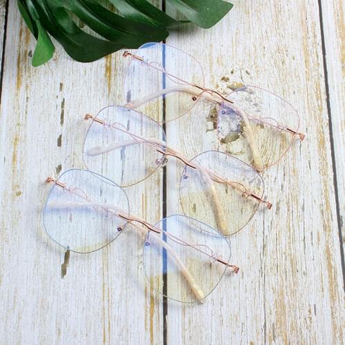 Exquisite Design Shiny Frameless Transparent Glasses Crystal Eyeglass Clear lens For Women Diamond Eye Glasses Frames Decoration