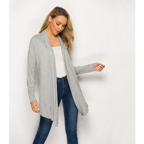 Women Cardigan With Irregular Hem Falling Over Shoulder Long Sleeve Womens Sun Protection Blouse Sweet Ladies Blouses