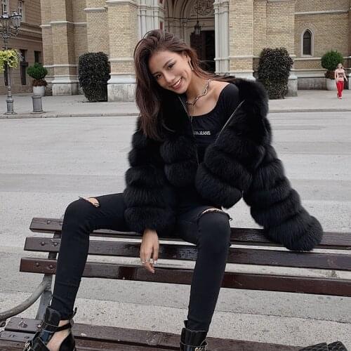 2020 winter Ladies Genuine fox fur coat with collar women outwear real fox fur coats