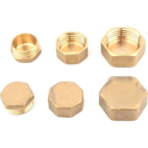 1pc Brass 1/2" 3/4" thread End Connector Copper Hex Head End Cap Plug Pipe Fitting Coupler Connector Adapter