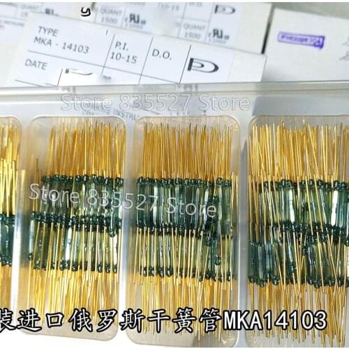 10PCS/LOT 2 pin Normally Open Reed Switches Switch 2*14 mm MKA14103 AT1015 10W Golden Needle Pin Russian Magnetron Switch