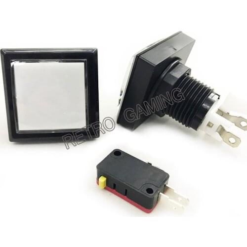 100PCS / Lot Square Illuminated Arcade Push Button with Microswitch for Coin Operated Games Arcade Machine (44*44mm)