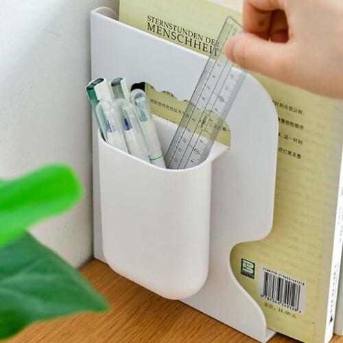 2 IN 1 Adjustable Book Holder Bookends with Pen Holder Students Desk Magazine File Holder Organizer