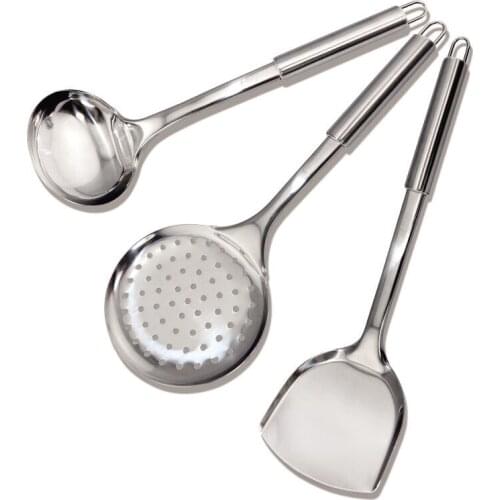 3pcs/set Stainless steel Cooking Tool Set Kitchenware set Cookware Kitchen Utensils Strainer colander Large Soup Spoon Spatula