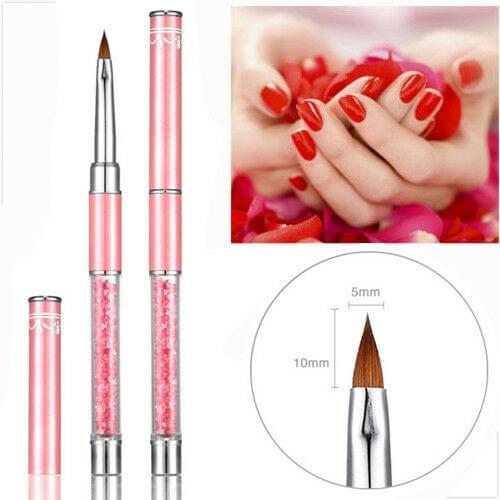 3D Acrylic Kolinsky Nail Brush Pink Rhinestone Handle Nail Art Drawing Painting Brush #5