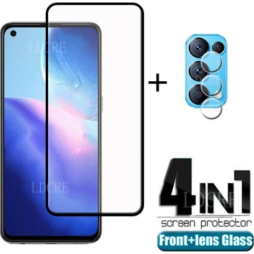 4-in-1 For OPPO Reno 5 Reno5 Glass For OPPO Reno 5 Tempered Glass Full Glue HD Screen Protector For OPPO Reno 5 Lens Glass 6.43