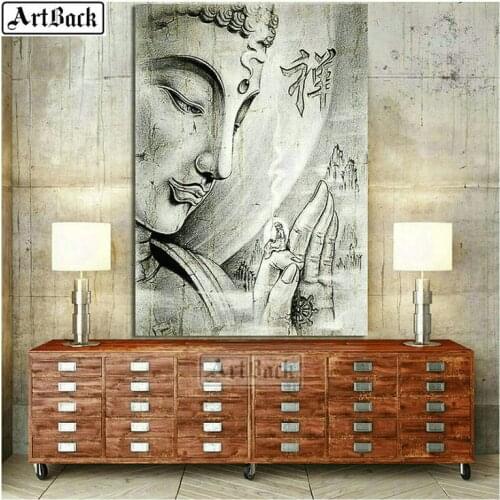 5d diamond painting buddha full square & round cross stitch religion sleeve sticker diamond mosaic craft decoration