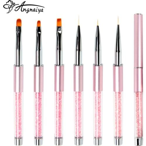 ANGNYA UV Gel Brush Liner Painting Pen Champagne Gold Acrylic Drawing Brush for Nails Rhinestone Handle Manicure Nail Art Tool